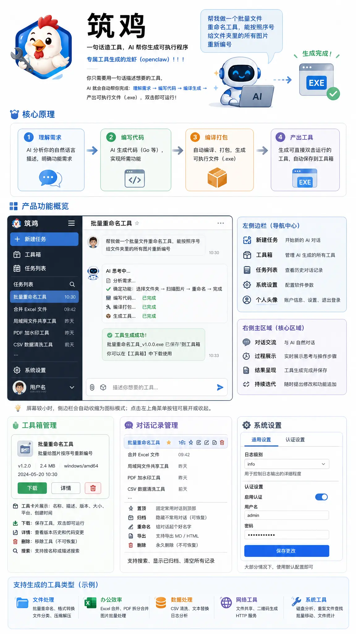 筑鸡 - 对话即开发概念图